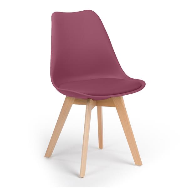 Sedia da cucina ergonomica gambe legno bordeaux 4 pz - Candice
