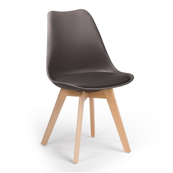 Set 4 sedie design nordico marroni gambe legno - Candice