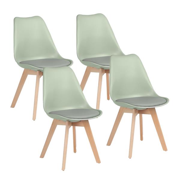 Set 4 sedie stile nordico gambe legno verde chiaro - Candice