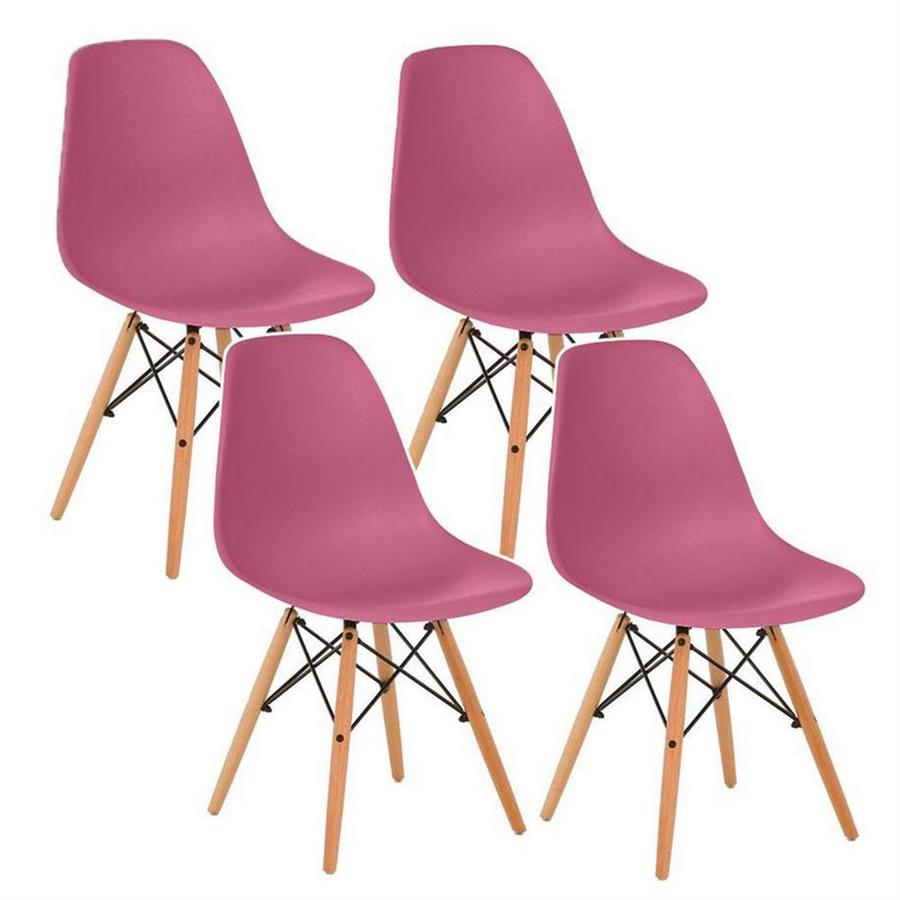 Set 4 sedie design gambe legno bordeaux - Ester
