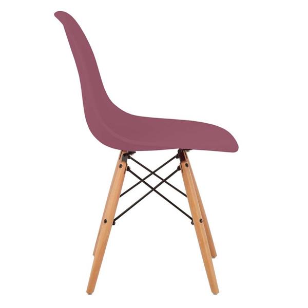 Set 4 sedie design gambe legno bordeaux - Ester