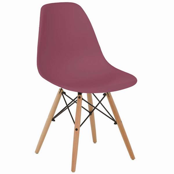 Set 4 sedie design gambe legno bordeaux - Ester