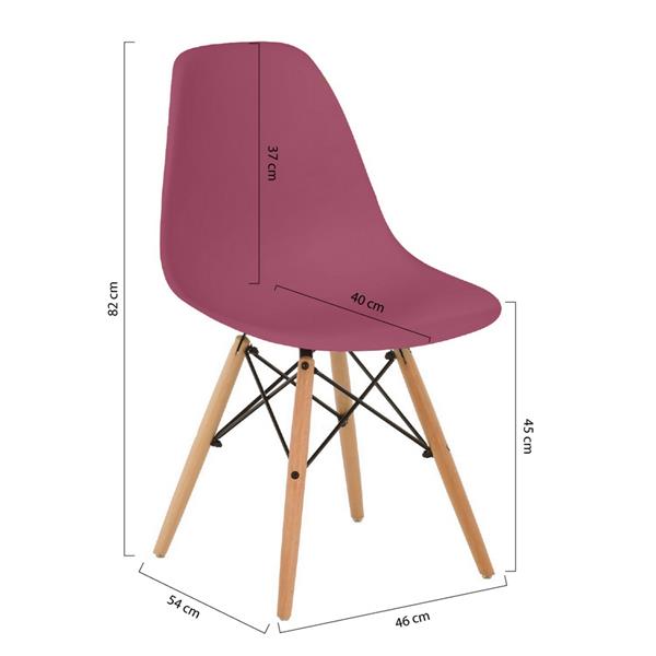 Set 4 sedie design gambe legno bordeaux - Ester