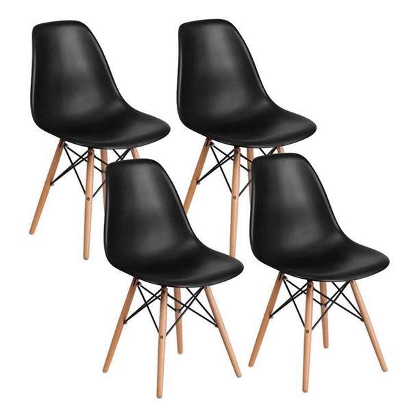 Set 4 sedie design nere con gambe in legno - Ester