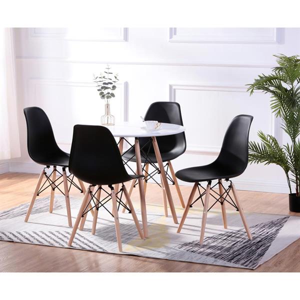 Set 4 sedie design nere con gambe in legno - Ester