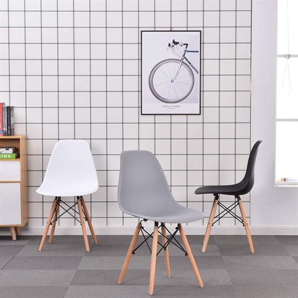 Set 4 sedie design nere con gambe in legno - Ester
