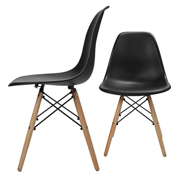 Set 4 sedie design nere con gambe in legno - Ester