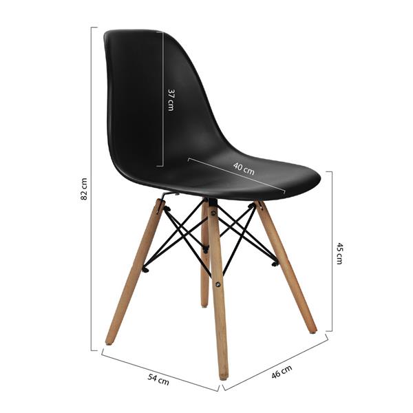 Set 4 sedie design nere con gambe in legno - Ester